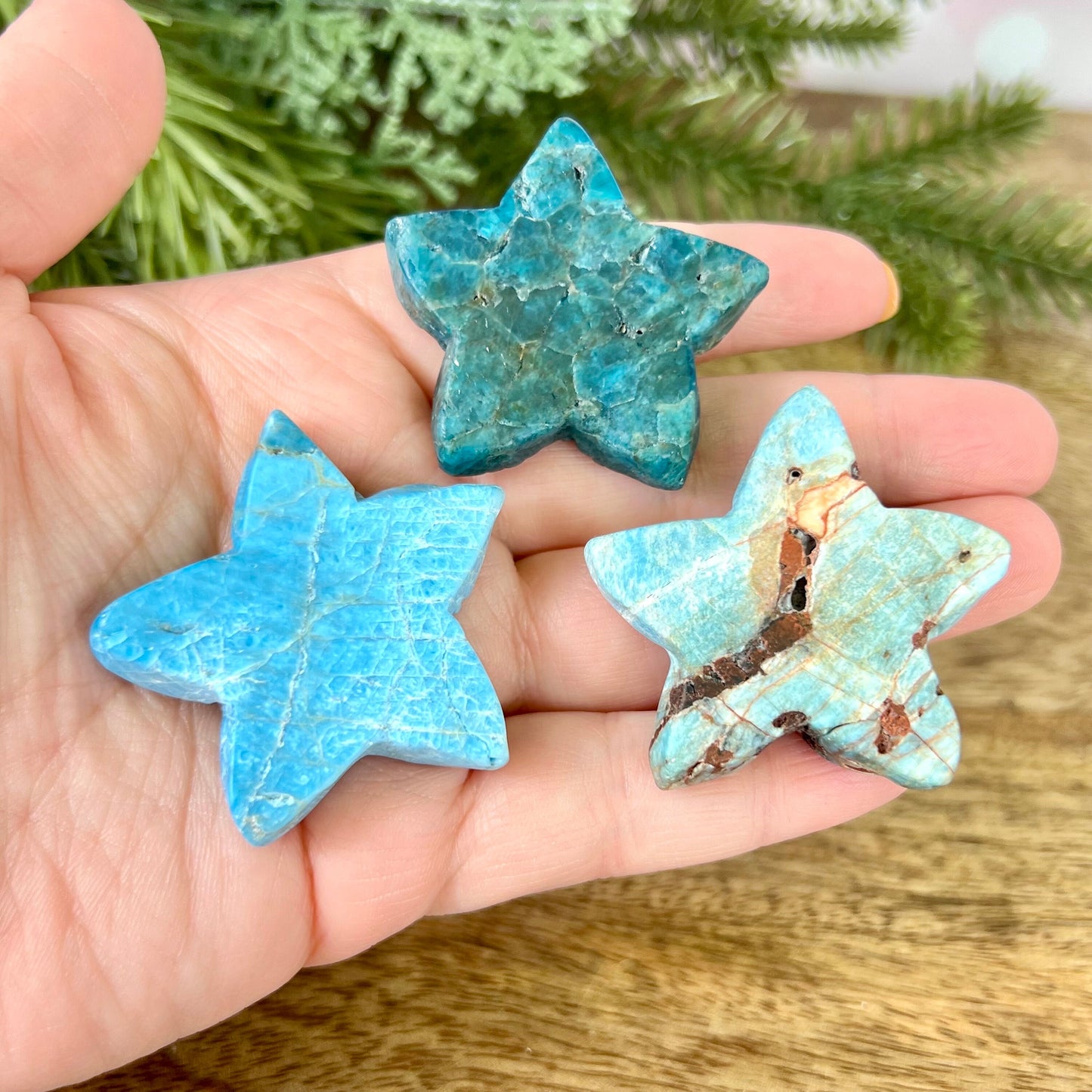 Starfish Blue Apatite Crystal Carved Cabochon - You get one