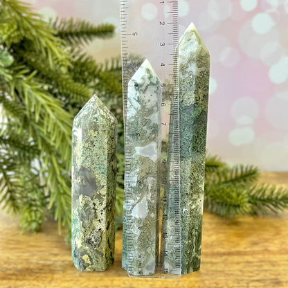 Moss Agate Crystal Tower - You get one