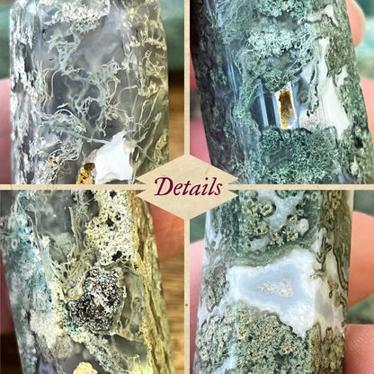 Moss Agate Crystal Tower - You get one