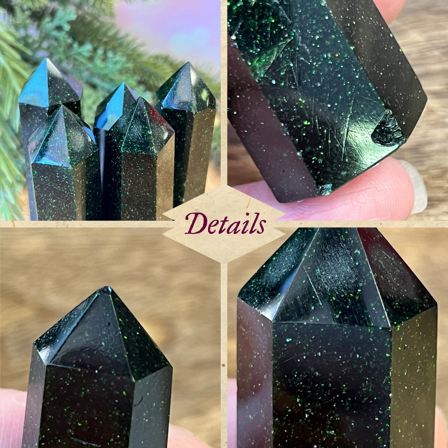 Green Goldstone Crystal Tower - You get one