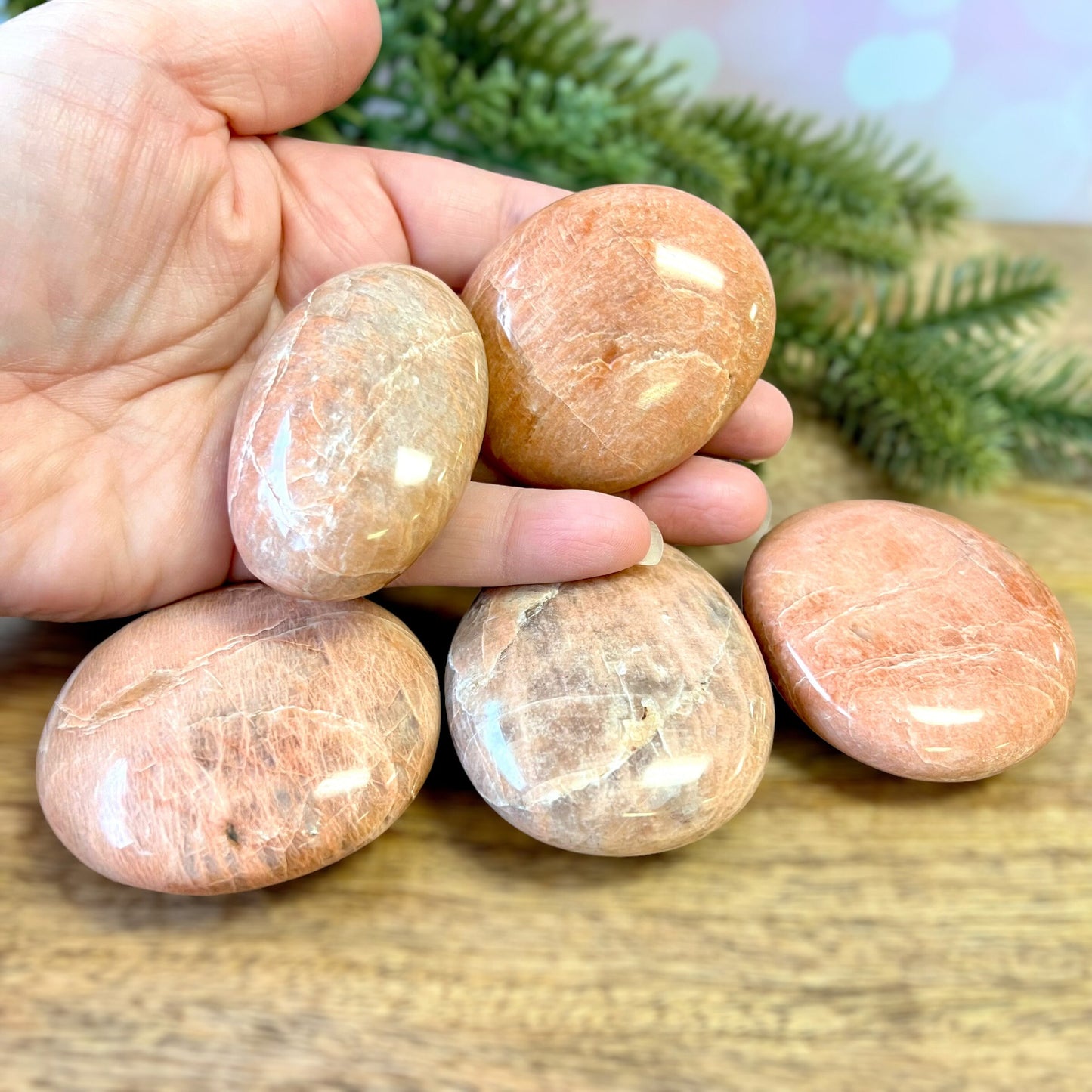 Peach Moonstone Palm Stone - You get one