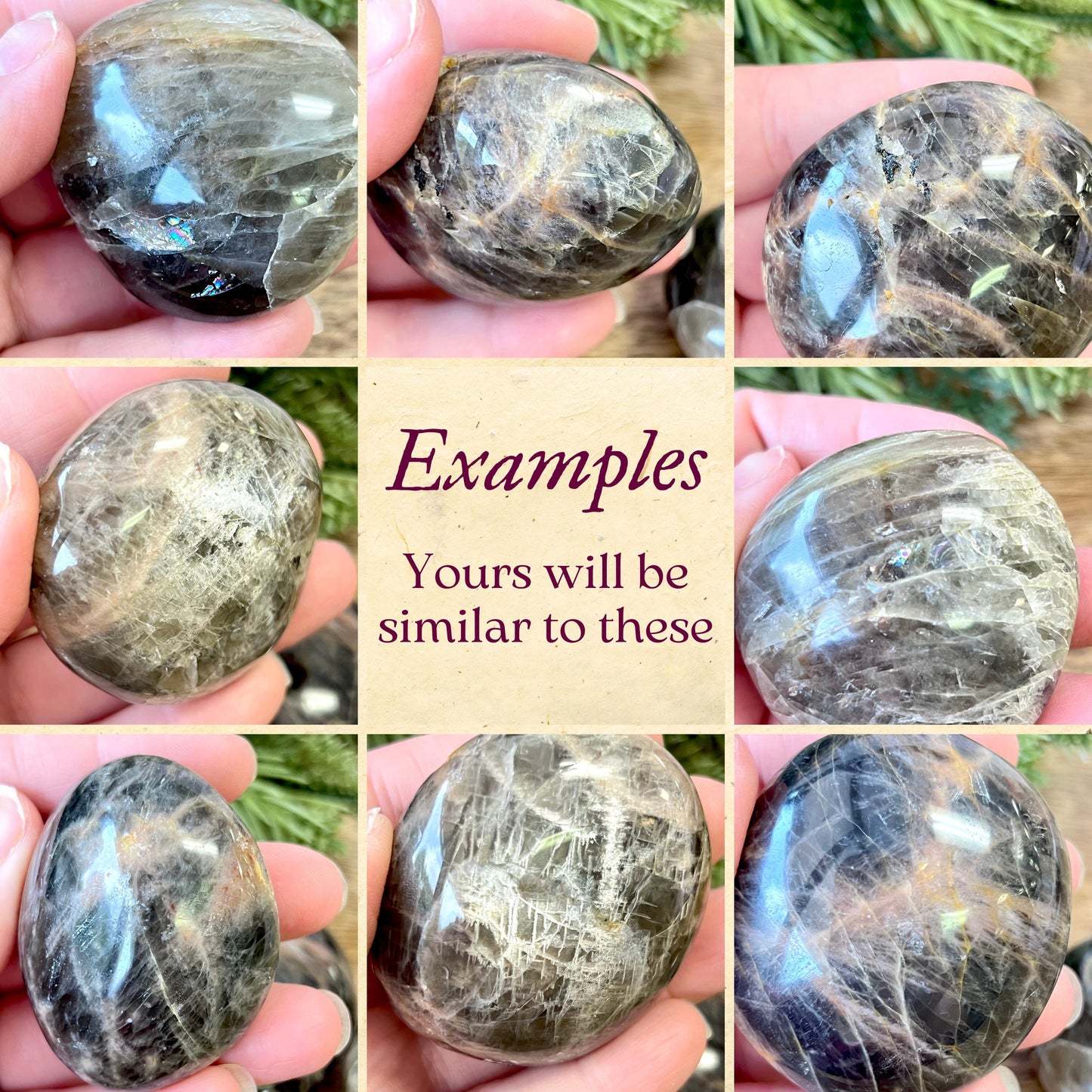 Black Moonstone Palm Stone Tumbled Crystal - You get one