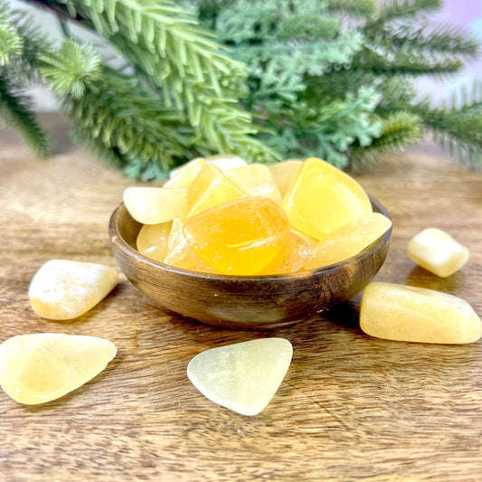 Yellow Calcite Tumbled Crystals x1