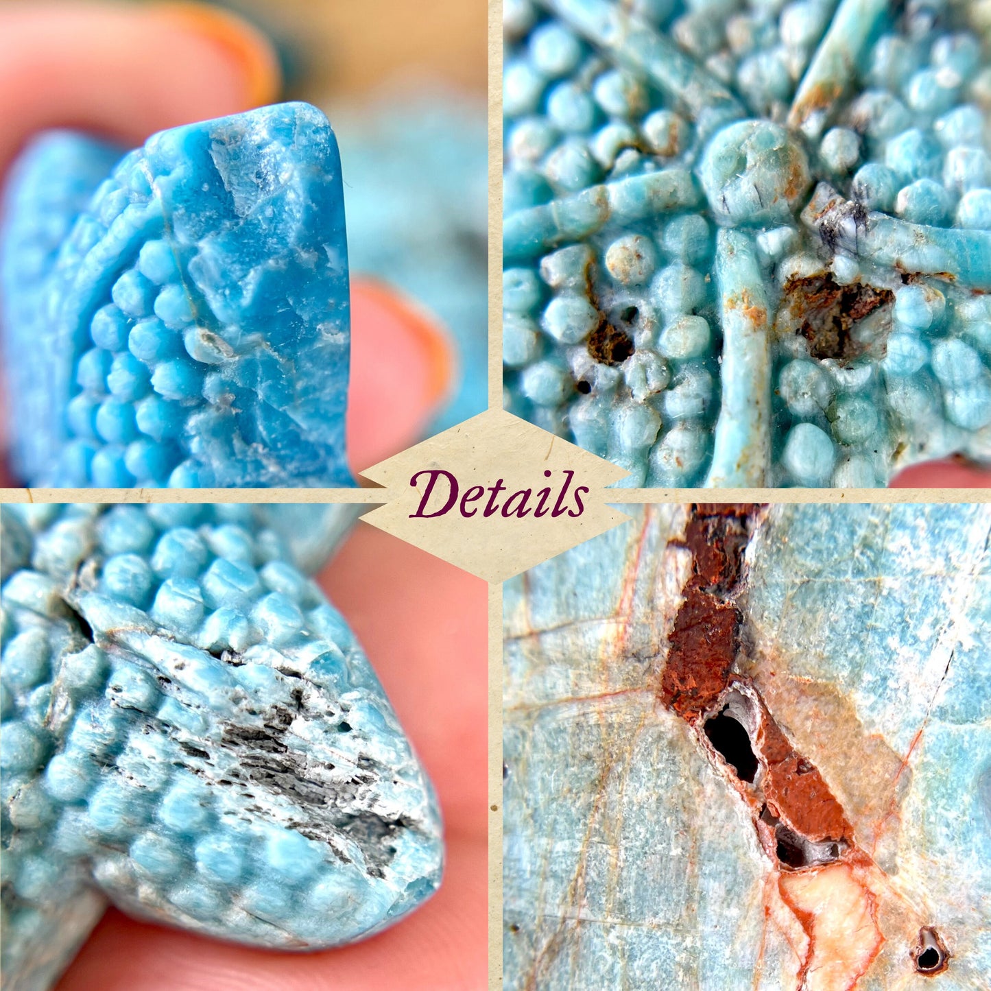 Starfish Blue Apatite Crystal Carved Cabochon - You get one