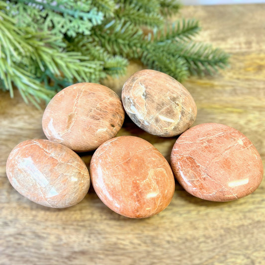 Peach Moonstone Palm Stone - You get one