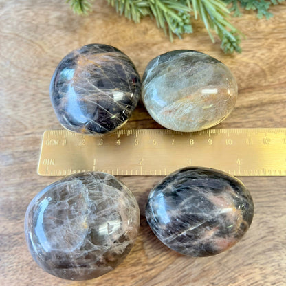 Black Moonstone Palm Stone Tumbled Crystal - You get one