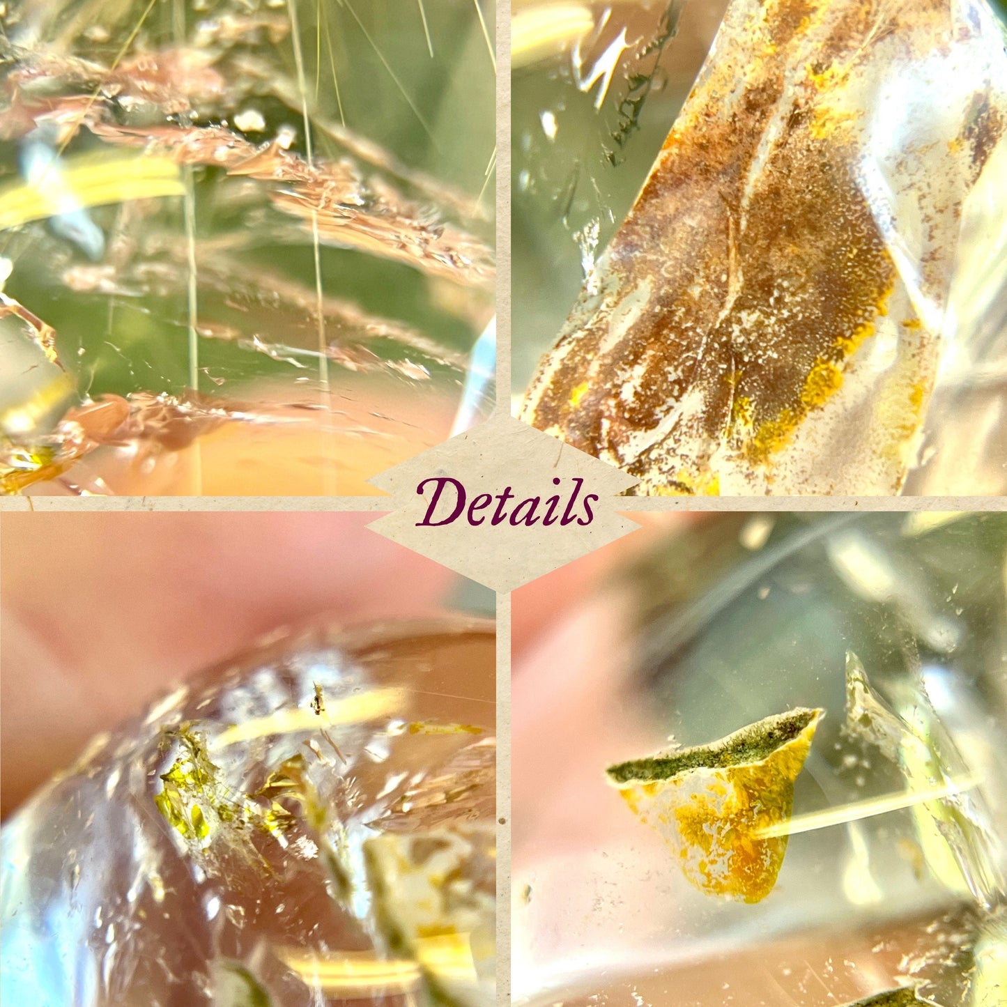 Golden Healer Garden Quartz Lodolite Tumbled Crystal with Silver Rutile