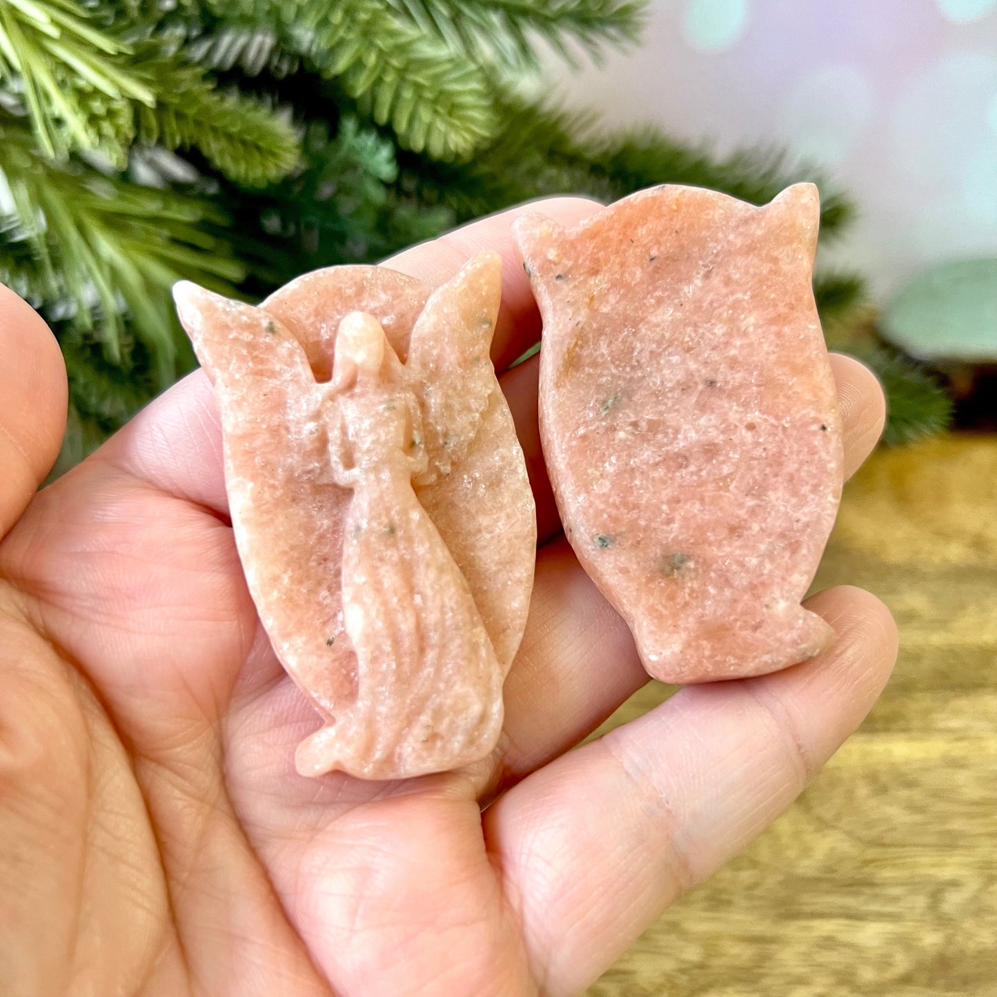 Orange Calcite Angel Crystal Carved Cabochon - You get one