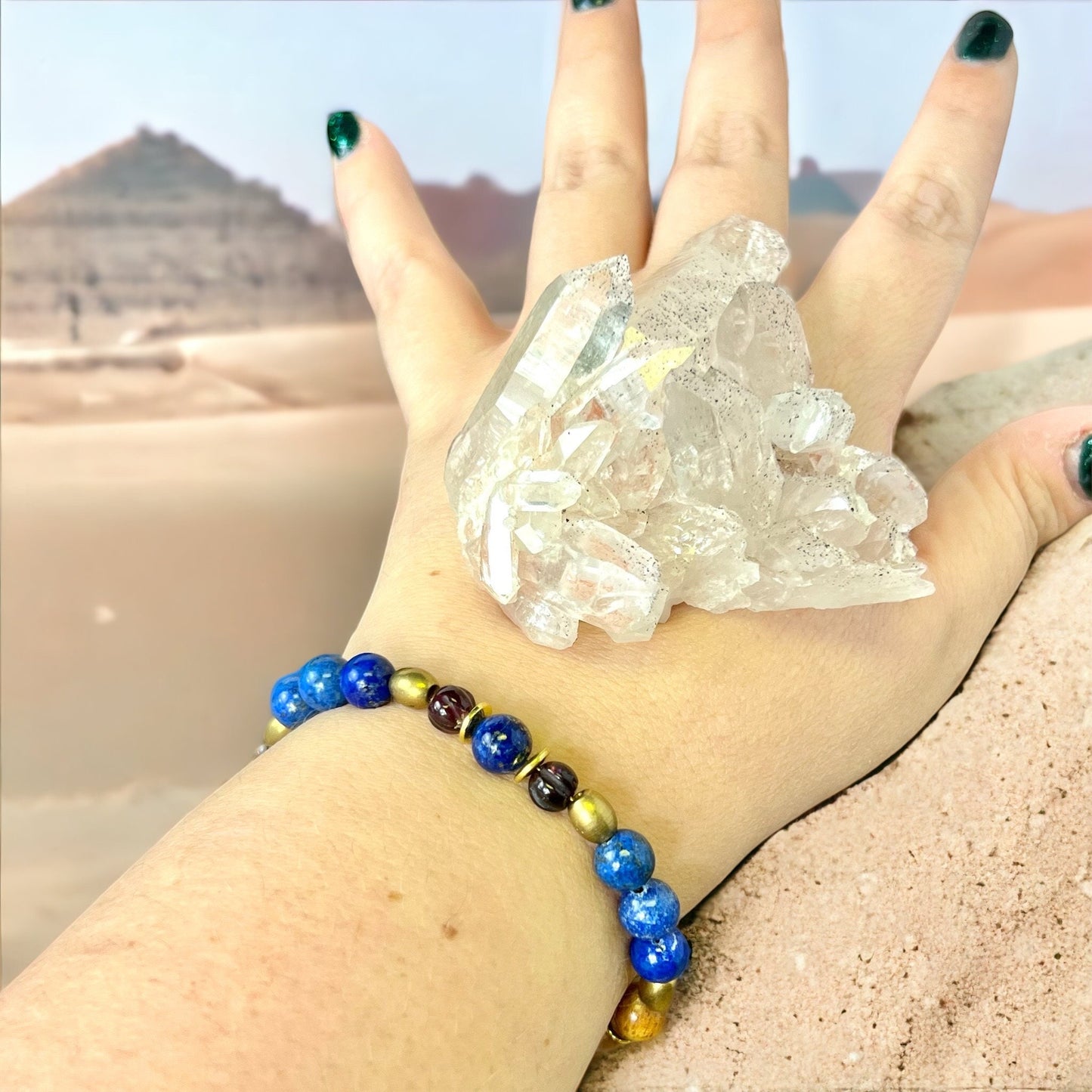 Kemetic Wisdom Beaded Crystal Bracelet - Handmade REMY Collection