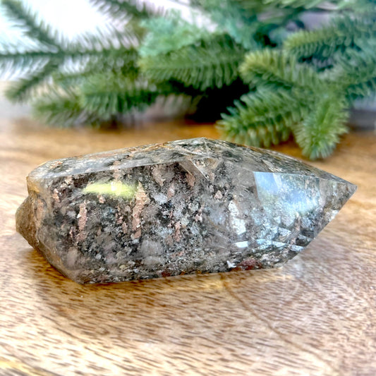 Lodolite Crystal carved and polished free form. Natural Garden Quartz from Brazil