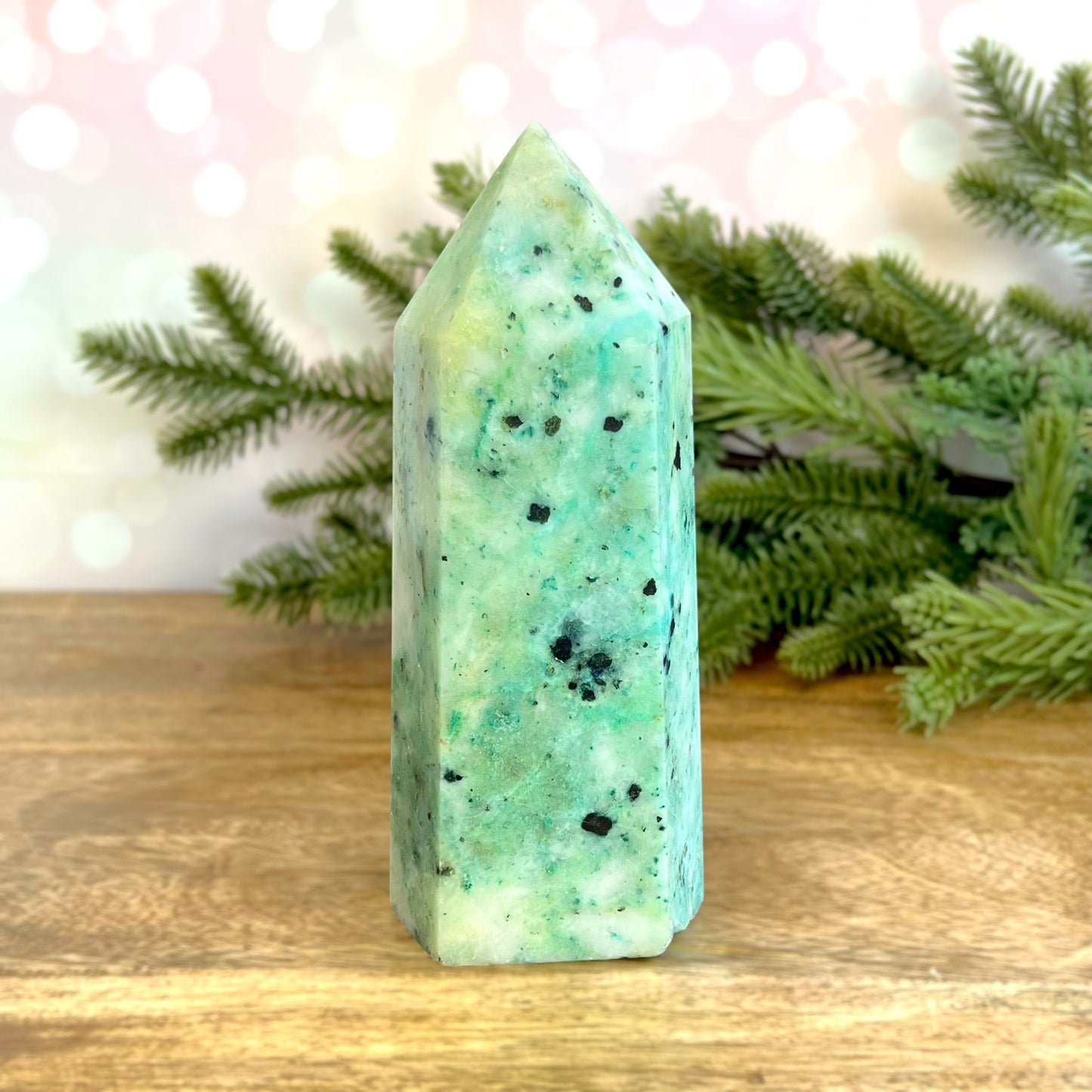 Large Phoenix Stone statement Tower. Chrysocolla in Milky Quartz