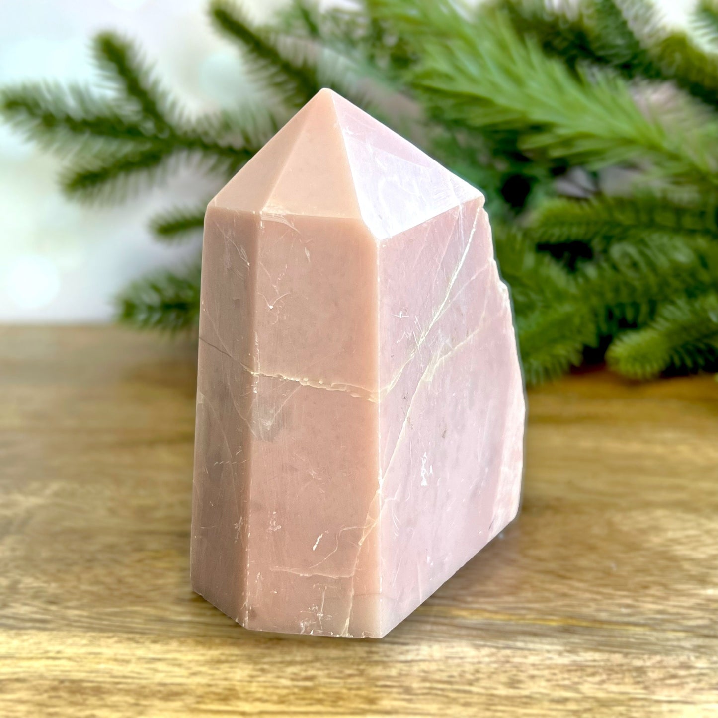 Pink Opal Semi-Carved Crystal Tower