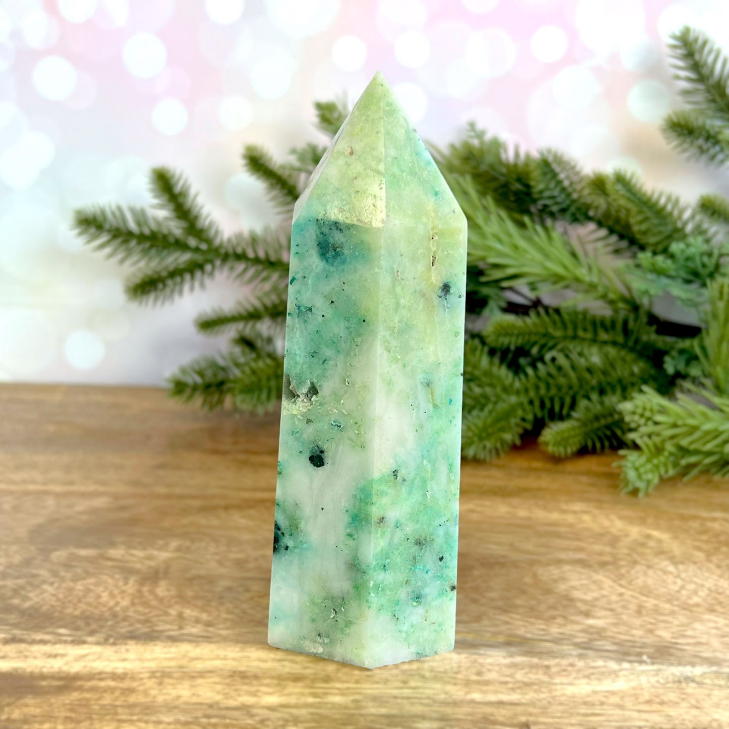 Large Phoenix Stone statement Tower. Chrysocolla in Milky Quartz