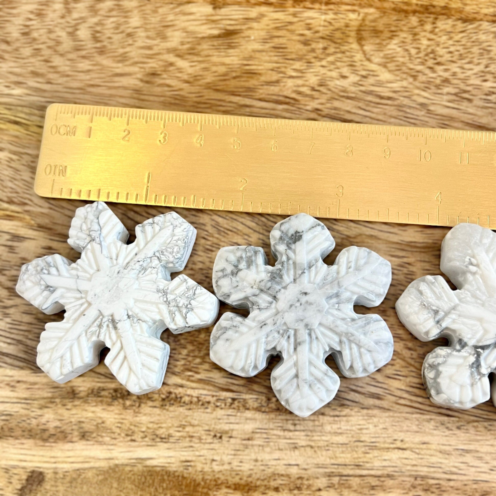 Natural and authentic Magnesite carved crystal cabochon. This Stone Cabochon has been carved into a snowflake