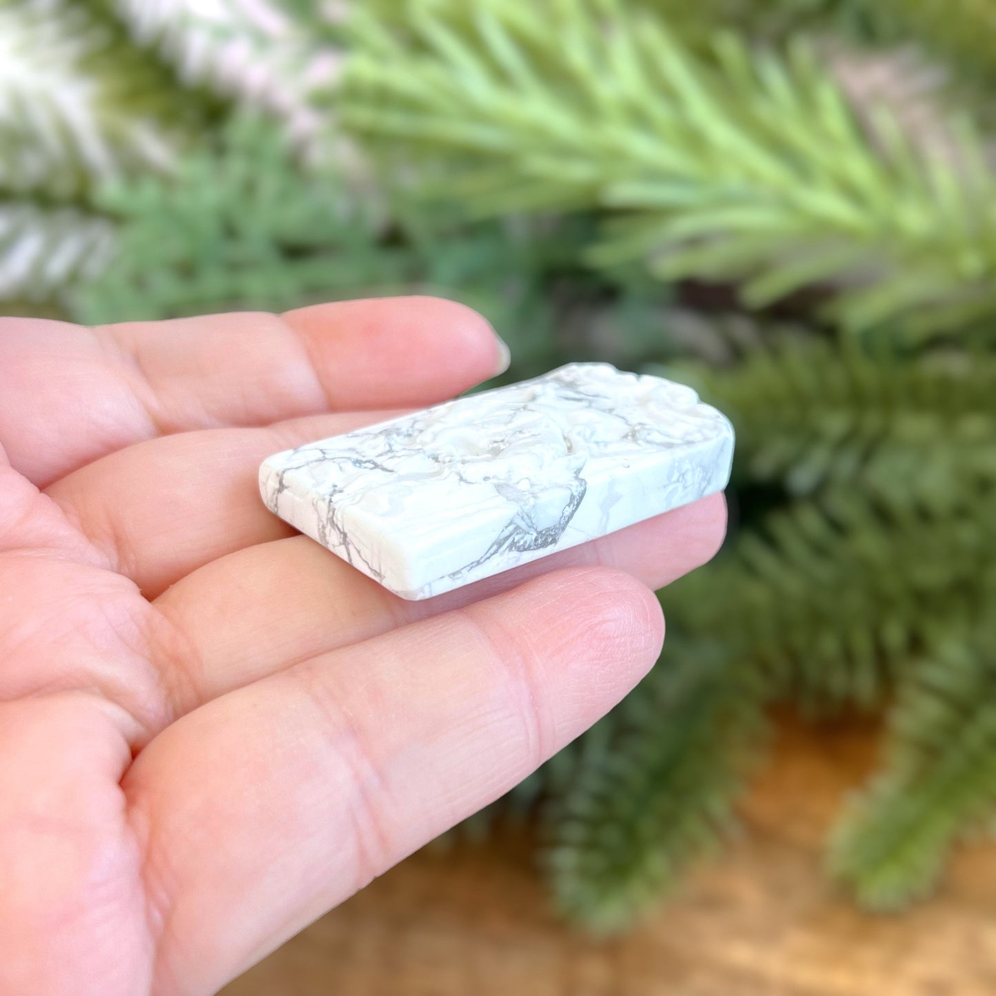 Natural and authentic Magnesite carved crystal cabochon. This Stone Cabochon has been carved into the Taurus bull zodiac sign.