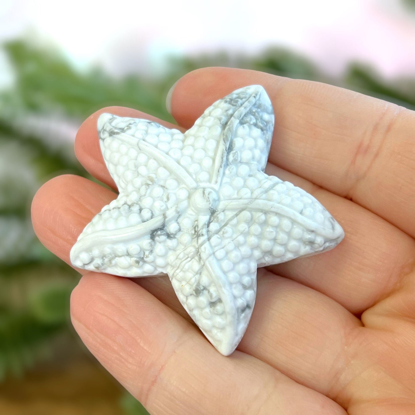 Natural and authentic Magnesite carved crystal cabochon. This Stone Cabochon has been carved into a starfish.